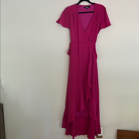Lulus Magic Moment Magenta Wrap Maxi Dress - Picture 4 of 6